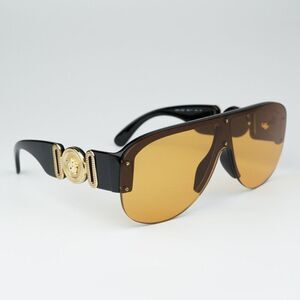 NEW Versace VE4391 GB1/7 Black Orange Shield Unisex Sunglasses